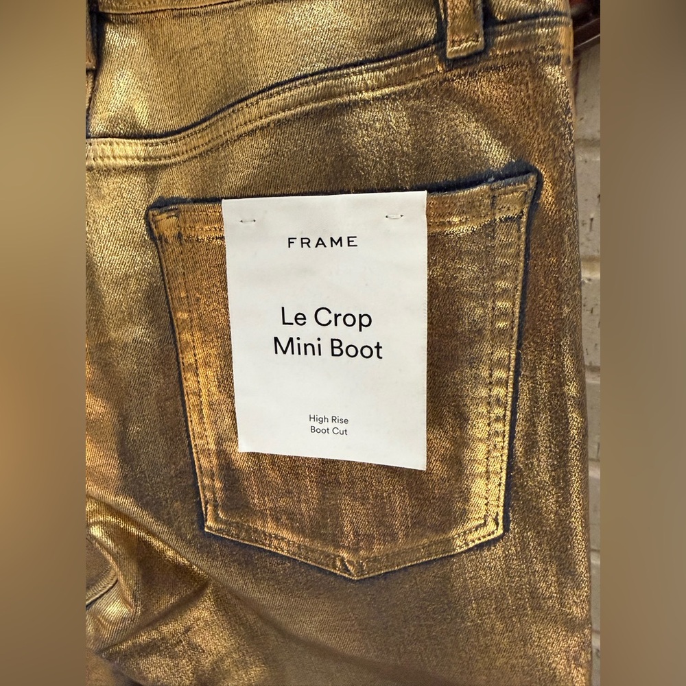 • FRAME • Le Crop Mini Boot Jeans • Color: GOLD CHROME • NEW NWT - Picture 9 of 14